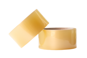 Two brown transparent tape in stack isolated with clipping path in png file format