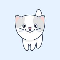 linda pequeño gris y blanco kawaii gato vector