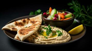 foto de Agave y hummus como un plato en un gama alta restaurante. generativo ai