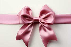 Pure sophistication white background highlights pink ribbon embellished with a graceful bow AI Generated photo