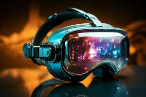 futurista vr artilugio digital reinos ven viva mediante inmersivo virtual realidad auriculares ai generado foto