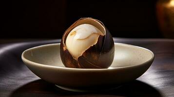 Photo of Balut as a dish in a high-end restaurant. Generative AI