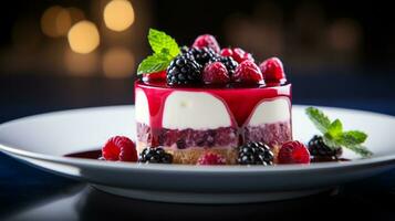 Photo of Berry Parfait as a dish in a high-end restaurant. Generative AI
