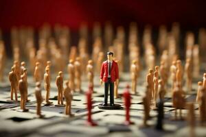 Leadership illustrated One shines in a sea of miniature figures, truly exceptional AI Generated photo