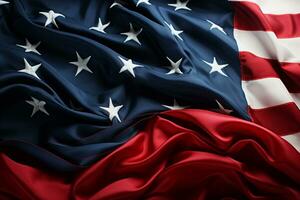 simbólico fondo el americano bandera ondas, encapsulando el naciones identidad y ideales ai generado foto