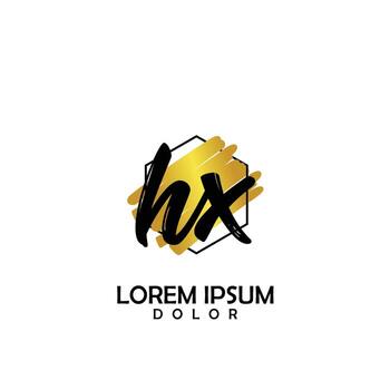 HX Initial Brush In Circle Frame Template Design vector