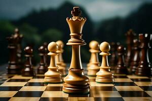 A chess piece bearing Chess shifts position with precision AI Generated photo