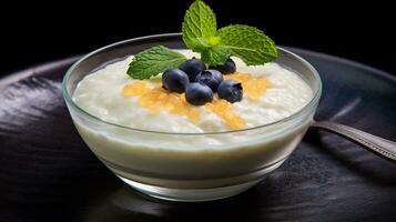 Photo of Coconut Tapioca Pudding as a dish in a high-end restaurant. Generative AI