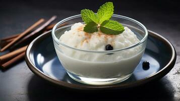 Photo of Coconut Tapioca Pudding as a dish in a high-end restaurant. Generative AI