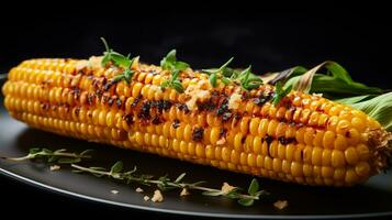 Photo of Grilled Corn on the Cob as a dish in a high-end restaurant. Generative AI