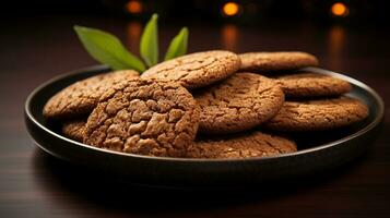 Photo of Gingerbread Cookies as a dish in a high-end restaurant. Generative AI