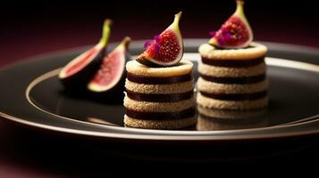 Photo of Fig Newtons as a dish in a high-end restaurant. Generative AI