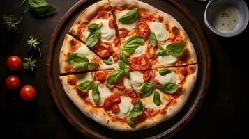 Photo of Margherita Pizza as a dish in a high-end restaurant. Generative AI