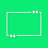 Blank rectangle text quote sign frame in flat style. Quotes border icon vector