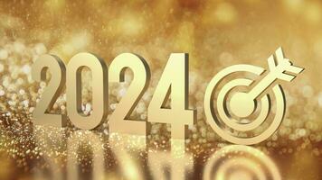 The Gold 2024 Number for New year Business concept 3d rendering photo