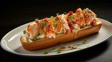 Photo of Lobster Rolls as a dish in a high-end restaurant. Generative AI