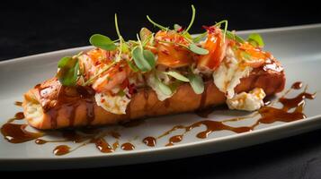 Photo of Lobster Rolls as a dish in a high-end restaurant. Generative AI