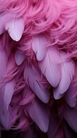 Delicate purple bird feathers create a soft and artistic background Vertical Mobile Wallpaper AI Generated photo