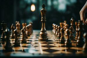 The chessboard embodies the essence of a businessmans plan, strategy, and tactics AI Generated photo