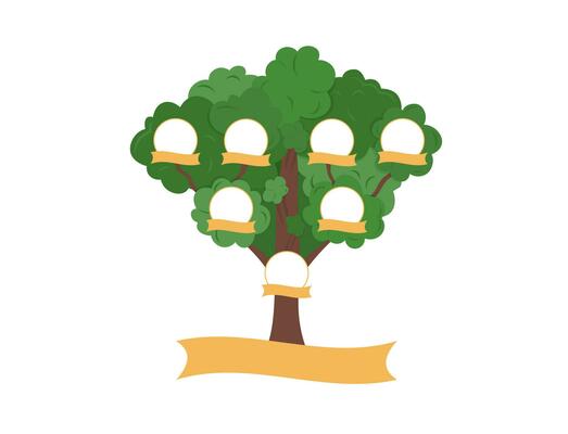 Genealogical Family Tree template with blank spaces for members of family. Relationship between child, parents and grandparents. Heritage vector illustration
