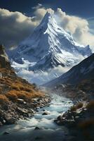 Majestic mountain view, created with generative AI photo