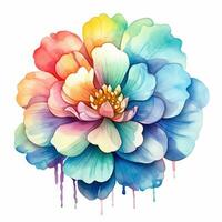 Bright colorful watercolor flower, abstract plant, clipart on a white background. Generative AI photo
