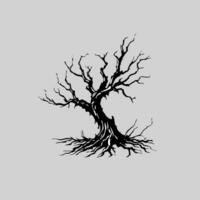 Dead Tree sketch  black and white vector illustration isolated on white background.