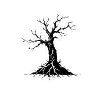 Dead Tree sketch  black and white vector illustration isolated on white background.