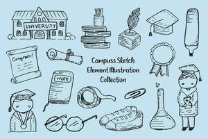 Campus and University Element Sketch vector