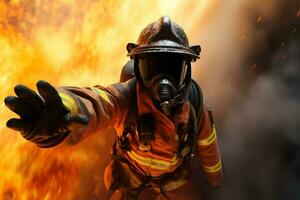 Firefighters sprang into action, securing survivors from perilous situations with valor. AI Generated photo