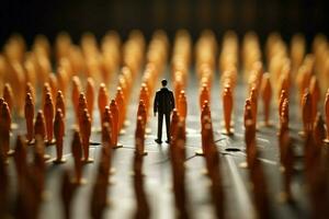 Leadership illustrated One shines in a sea of miniature figures, truly exceptional AI Generated photo