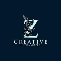 Initial Letter Z and Floral Logo vector, Botanical Minimalistic Letter Feminine Logo design template vector