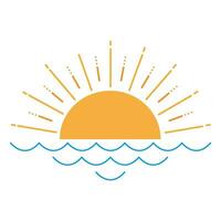 Sunset view Line Art Design free vector