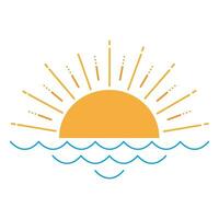 puesta de sol ver línea Arte diseño gratis vector