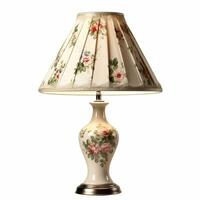 Vintage country style antique table lamp with a beautiful lampshade design isolated on white background, interior design and cottage home decor, post-processed, generative ai photo