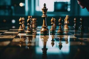 A chessboard reflects a businessmans concept of planning, strategy, and tactics AI Generated photo