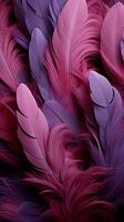 A tapestry of purple bird feathers for banners and book illustrations Vertical Mobile Wallpaper AI Generated photo