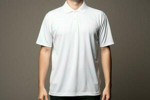 Tailored style rear view of mens white polo, embodying smart and relaxed professionalism AI Generated photo
