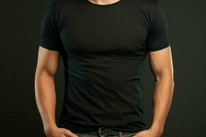 Clean and cool guy wears black tee, embodying simplicity with a stylish edge AI Generated photo