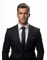 Ai generative Business man in a suit white transparent background photo