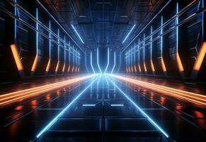 Ai Generative Neon illuminated futuristic backdrop realistic image, ultra hd, high design very detailed photo