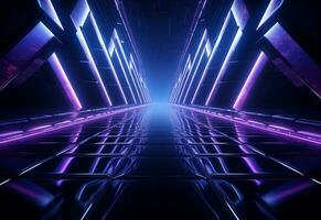 Ai Generative Neon illuminated futuristic backdrop realistic image, ultra hd, high design very detailed photo