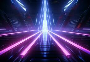 Ai Generative Neon illuminated futuristic backdrop realistic image, ultra hd, high design very detailed photo