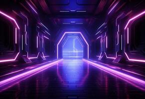 Ai Generative Neon illuminated futuristic backdrop realistic image, ultra hd, high design very detailed photo