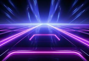 Ai Generative Neon illuminated futuristic backdrop realistic image, ultra hd, high design very detailed photo