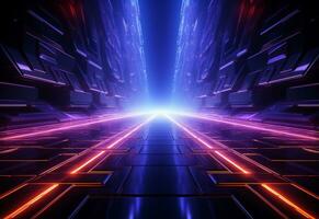 Ai Generative Neon illuminated futuristic backdrop realistic image, ultra hd, high design very detailed photo
