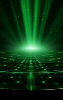 Ai generative Backdrop With Illumination Of green Spotlights For Flyers realistic image, ultra hd, high design very detailed photo