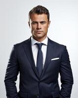 Ai generative Business man in a suit white transparent background photo
