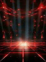 Ai generative Backdrop With Illumination Of Red Spotlights For Flyers realistic image ultra hd high design photo