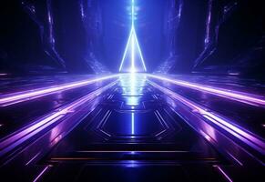 Ai Generative Neon illuminated futuristic backdrop realistic image, ultra hd, high design very detailed photo